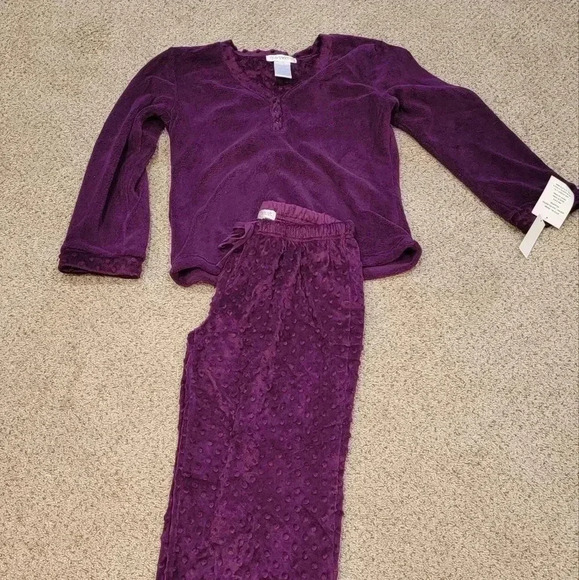 None Other - Of the Moment Purple Fleece Polka Dot Pajama Set NWT